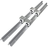 GooEquip Juego de 2 rieles lineales SBR12 de 1000 mm con 2 ejes de guía lineal y 4 bloques de rodamientos SBR12UU- juego…